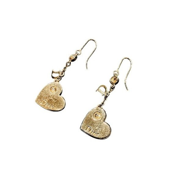 Christian Dior heart motif gold earrings for women - Picture 1 of 7